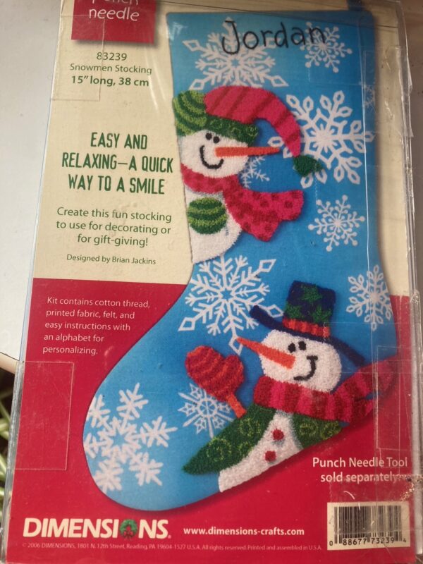 Dimensions Snowman Stocking Punch Needle Kit