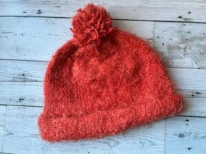 Orange Fuzzy Winter Hat w Pompom