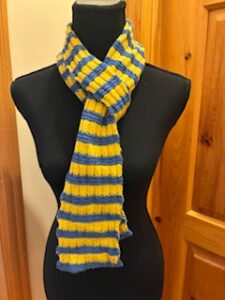 Blue and Yellow Striped Scarf