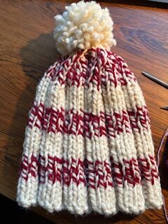 Bulky Red and White Hat
